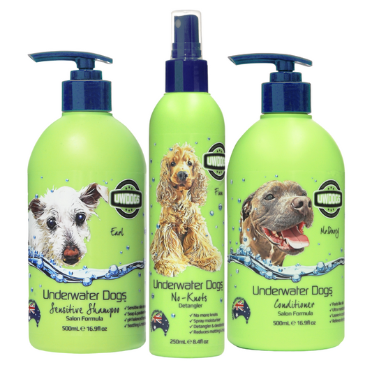 No-Knots Sensitive Tri-Pack 500ml | Dog Shampoo, Conditioner & Detangler