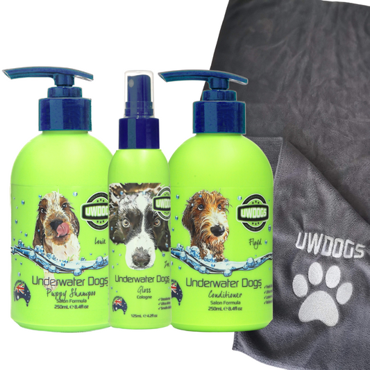 Gloss Tri-Pack Grooming Kit + Microfibre Towel – Shampoo, Conditioner & Deodoriser