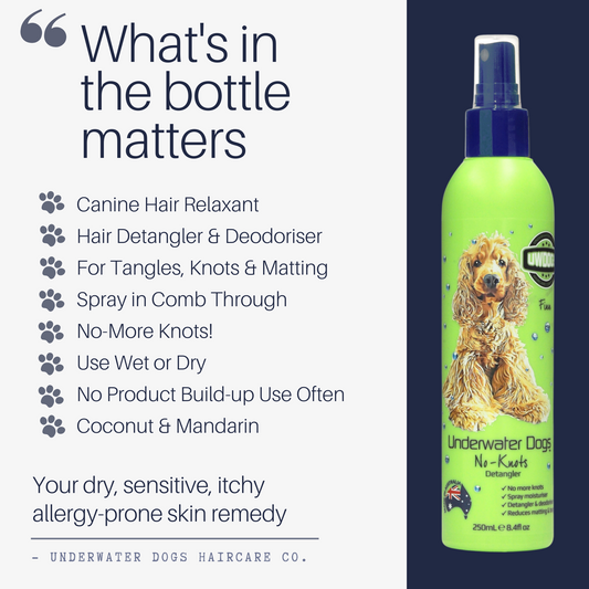 Underwater Dogs No-Knots Detangler & Deodoriser – Leave-In Spray for Dogs